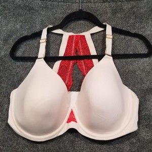 SOMA 40DD Embraceable Geo Lace RACERBACK bra w/ WIRE Pink and Red